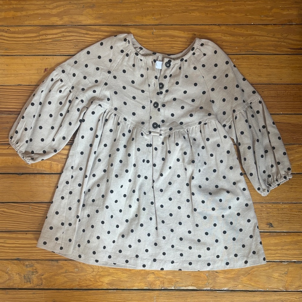 Beige Polka Dot Button-Front Tunic Top